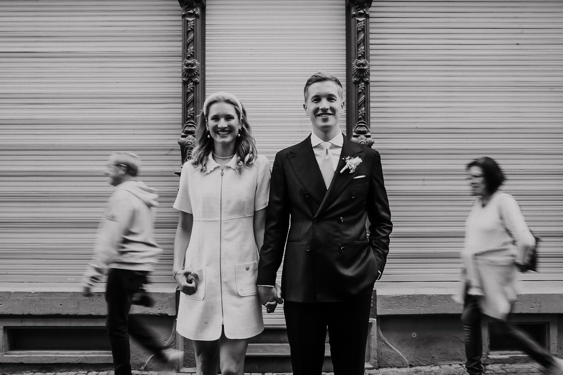 Portraitfotos des Brautpaares bei ihrer Hochzeit im Standesamt Heidelberg